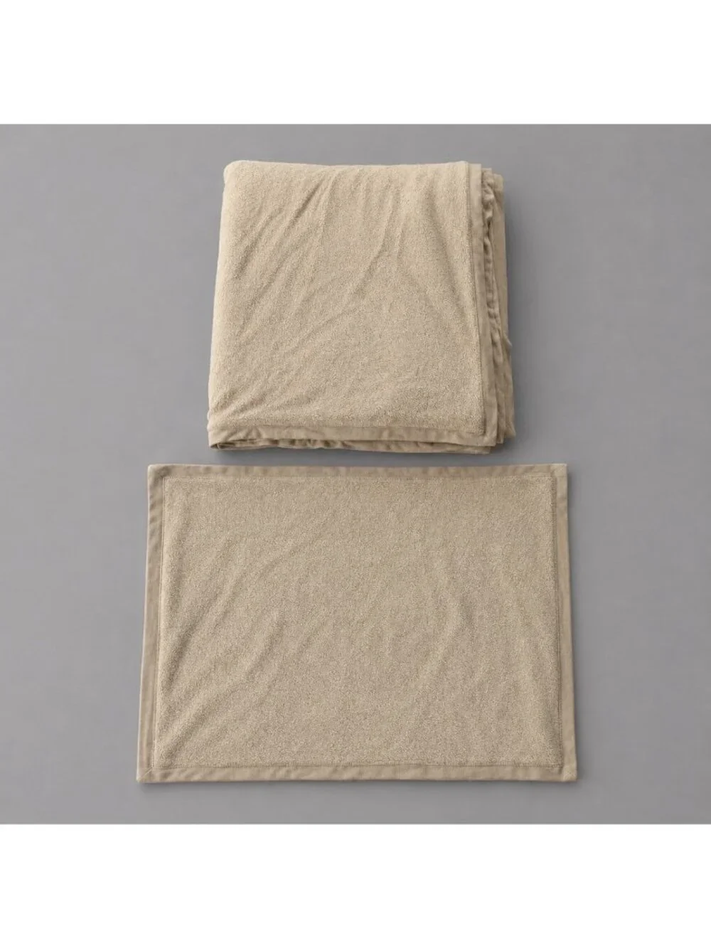 POTTERY BARN Full/Queen Beige Fleece & Jersey Knit Duvet Cover & 1 Pillowcase